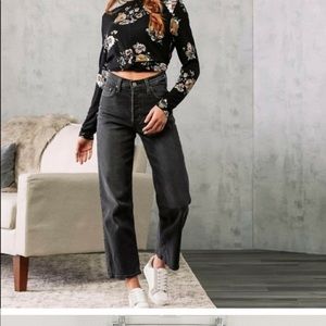 Levi's Ribcage Ankle Straight Black Button Fly